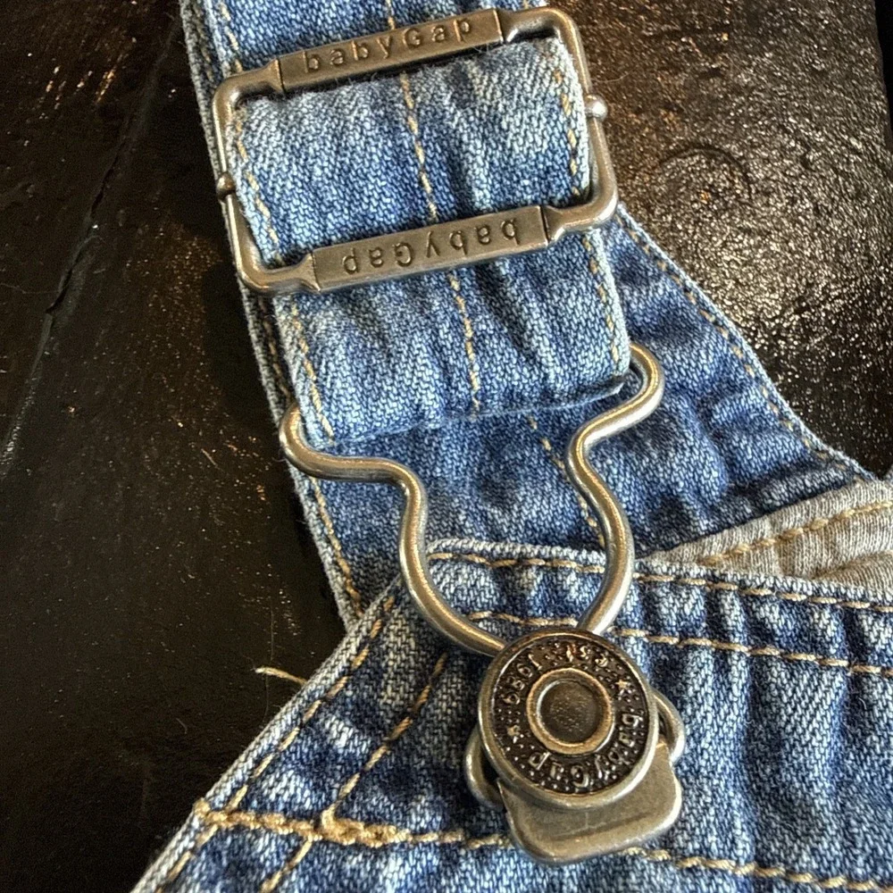VTG Baby Gap Carpenter Lined Bibs Overalls Denim Jeans 3-6mo Y2K Logo 12/05 Bear